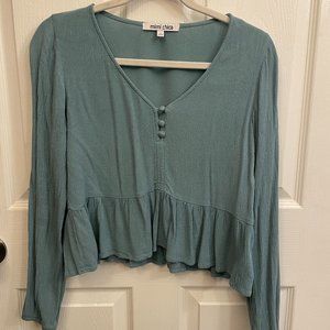 Mimi Chica Long Sleeve Blue Top, Size Small